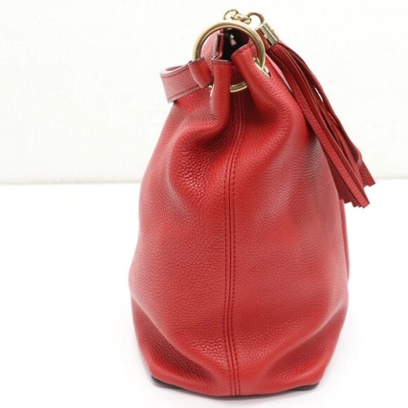 GUCCI Red Pebbled Calfskin Large Soho Hobo Tabasco - Picture 9 of 16